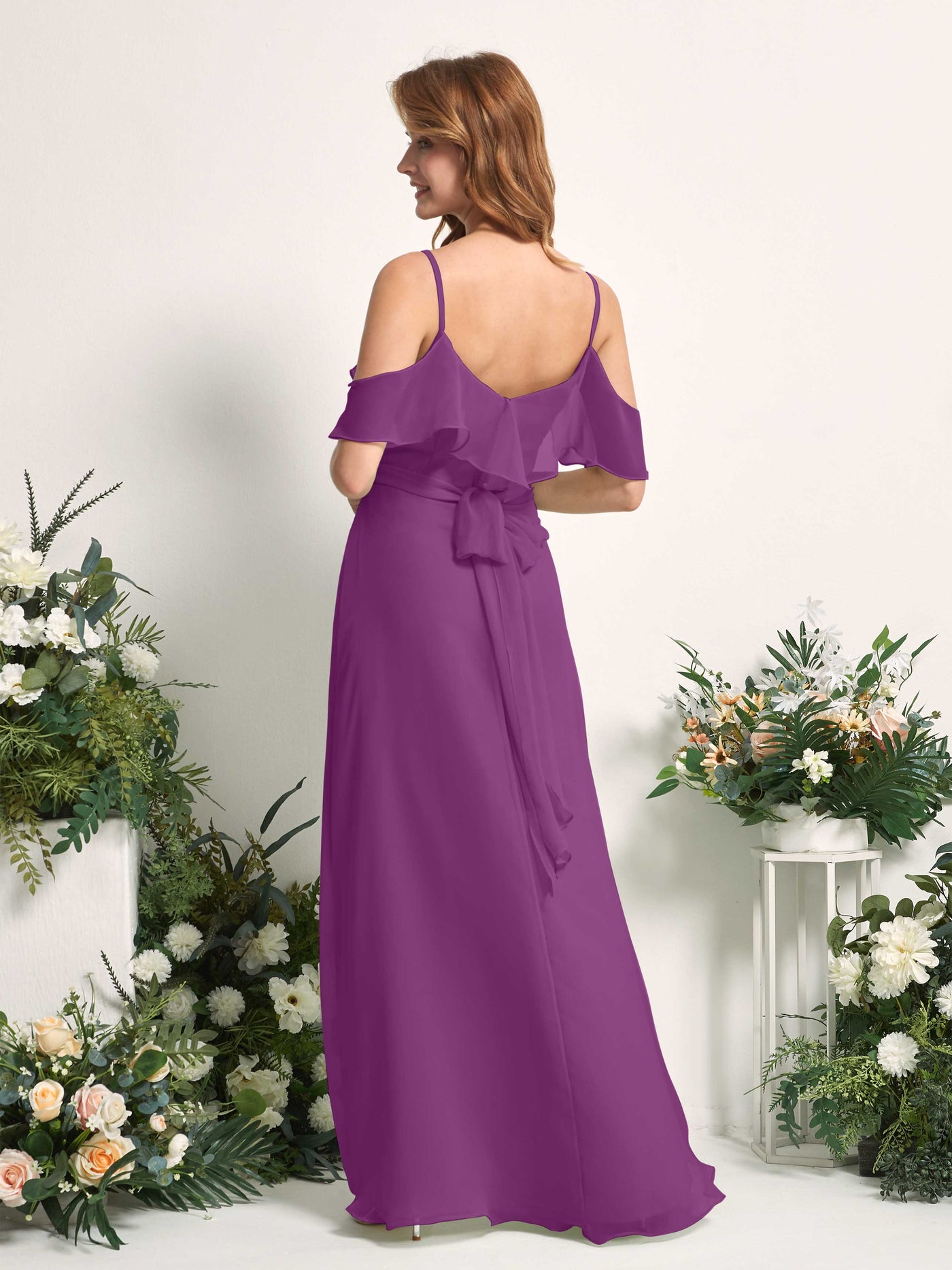 Carlyna Yvette A-Line Purple Bridesmaid Dress Maxi Sleeveless V-Neck Dress #color_purple