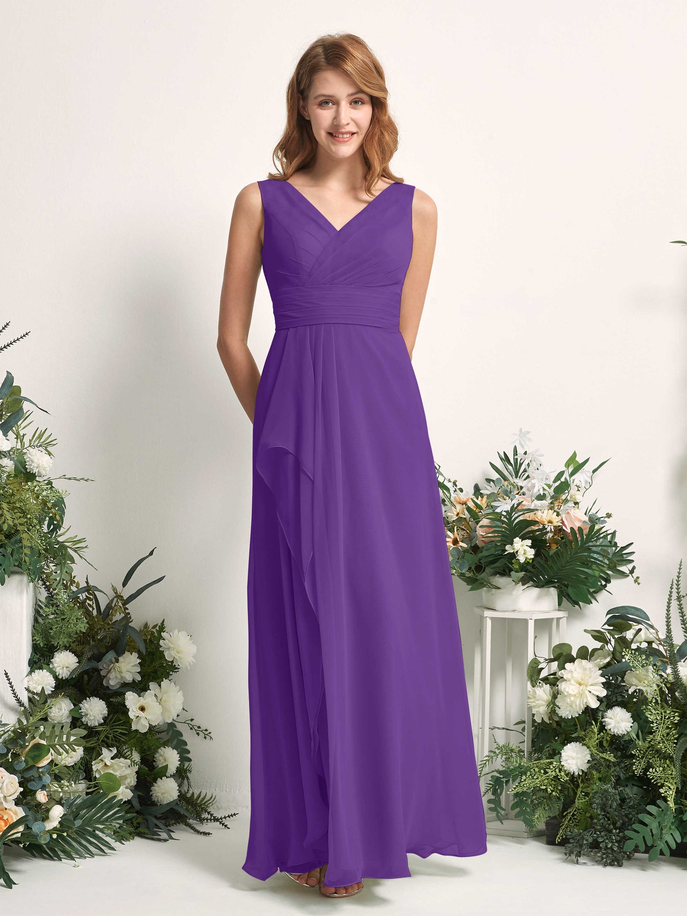 Carlyna Mollie A-Line Regency Bridesmaid Dress Maxi Sleeveless V-Neck Dress #color_regency