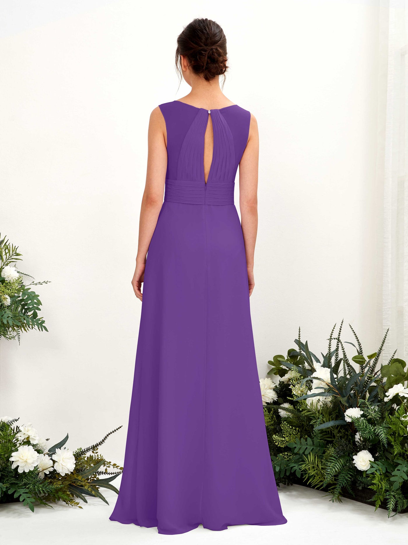 A-line V-neck Sleeveless Chiffon Bridesmaid Dress - Regency (81220928)#color_regency