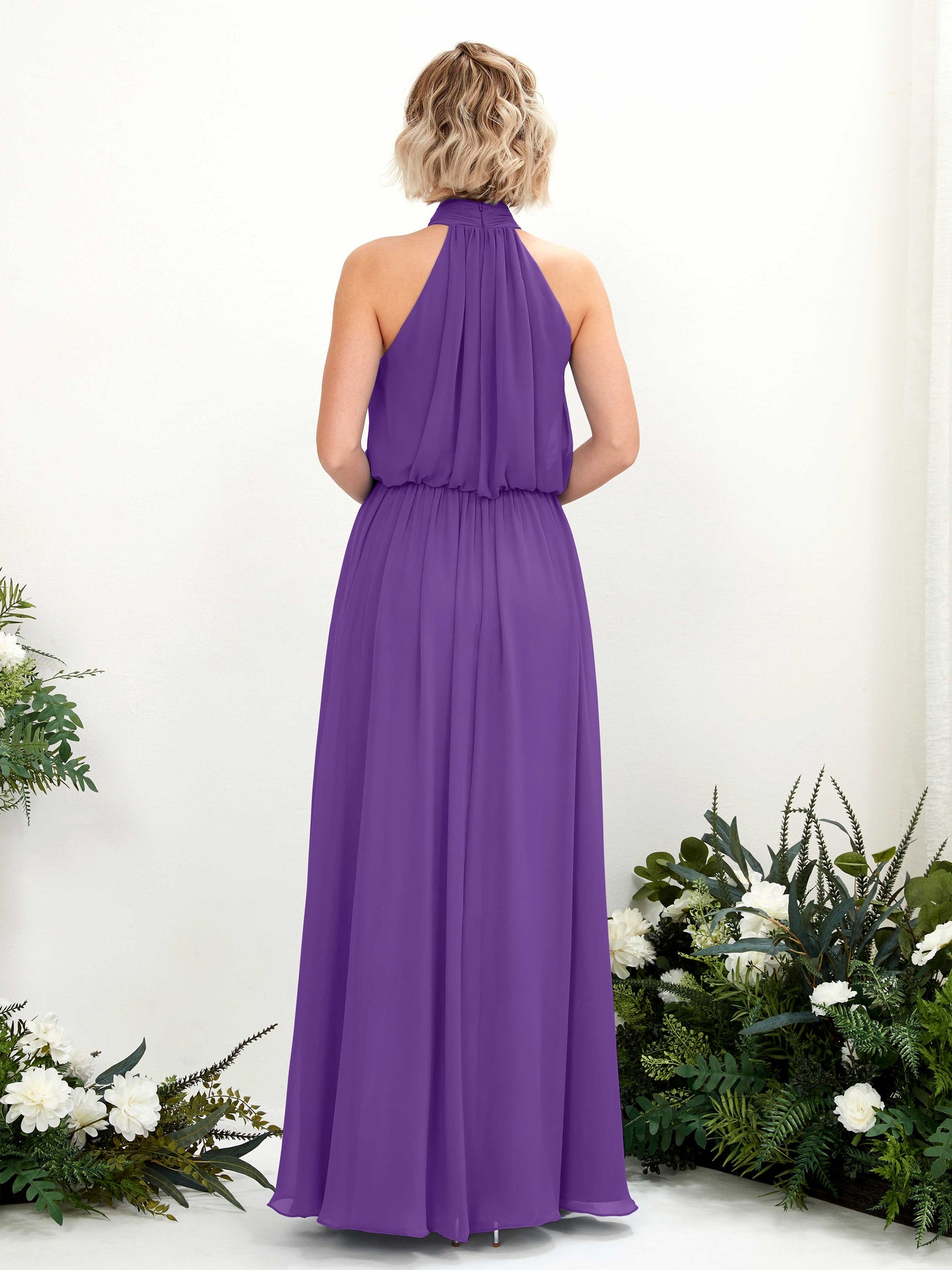 Halter Sleeveless Chiffon Bridesmaid Dress - Regency (81222928)#color_regency