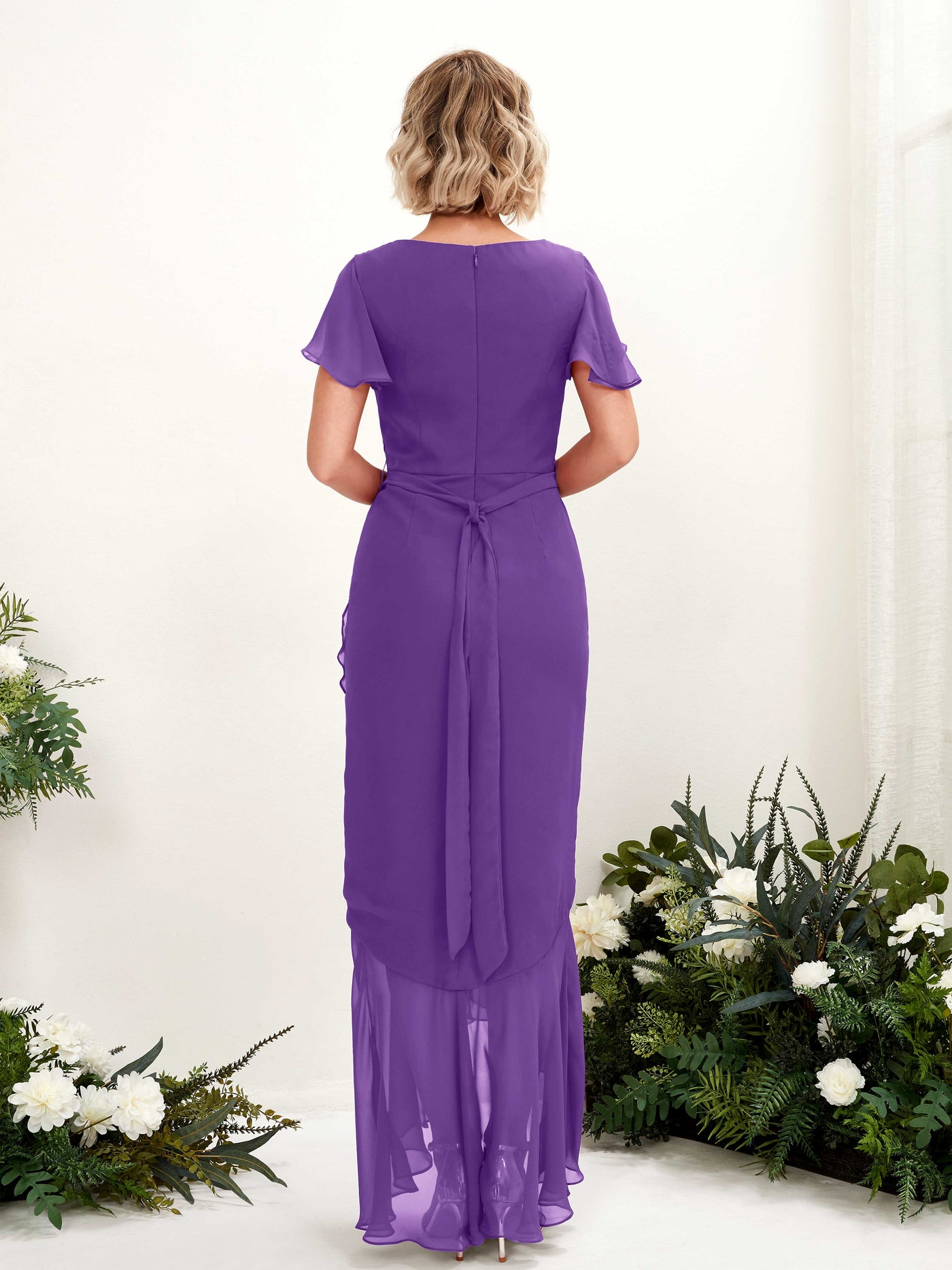 Carlyna Eartha Mermaid Regency Bridesmaid Dress Maxi Cap Sleeve V-Neck Dress #color_regency