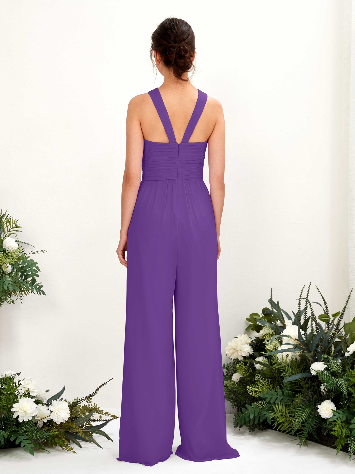 Carlyna Hilona Jumpsuit Regency Bridesmaid Dress Maxi Sleeveless V-Neck Dress #color_regency