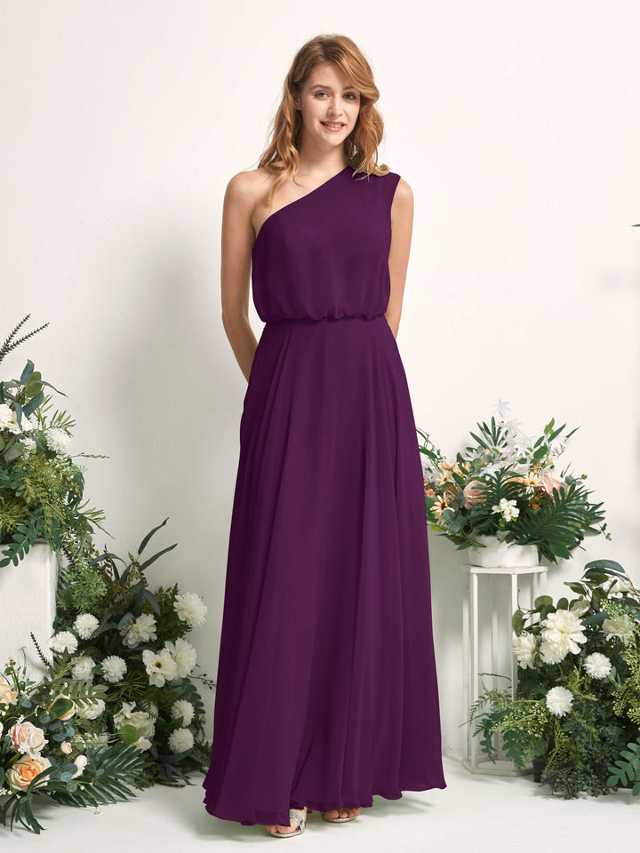 Carlyna Cecily A-Line Grape Bridesmaid Dress Maxi Sleeveless One Shoulder Dress 