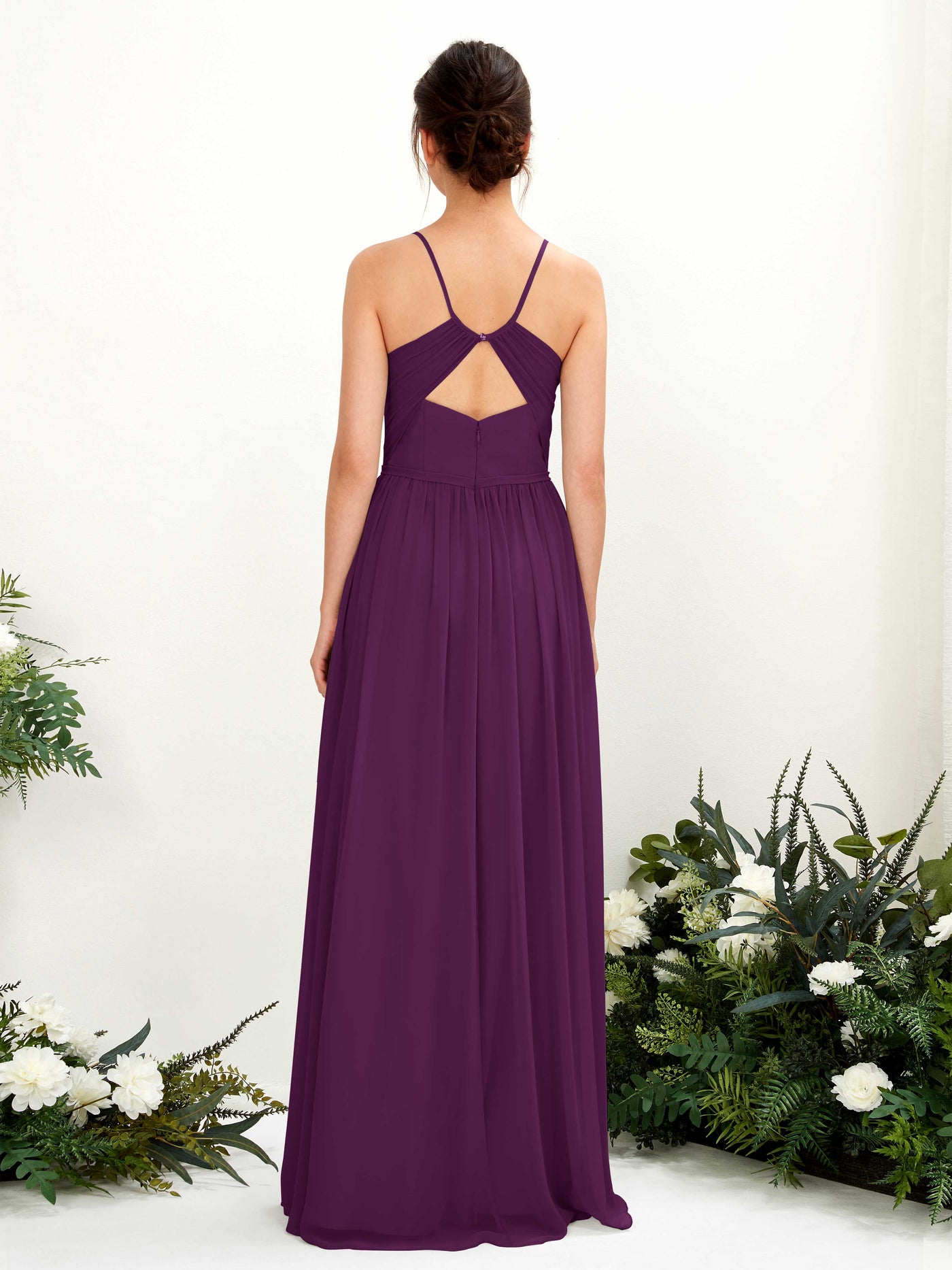 Carlyna Angela A-Line Grape Bridesmaid Dress Maxi Sleeveless V-Neck Dress #color_grape