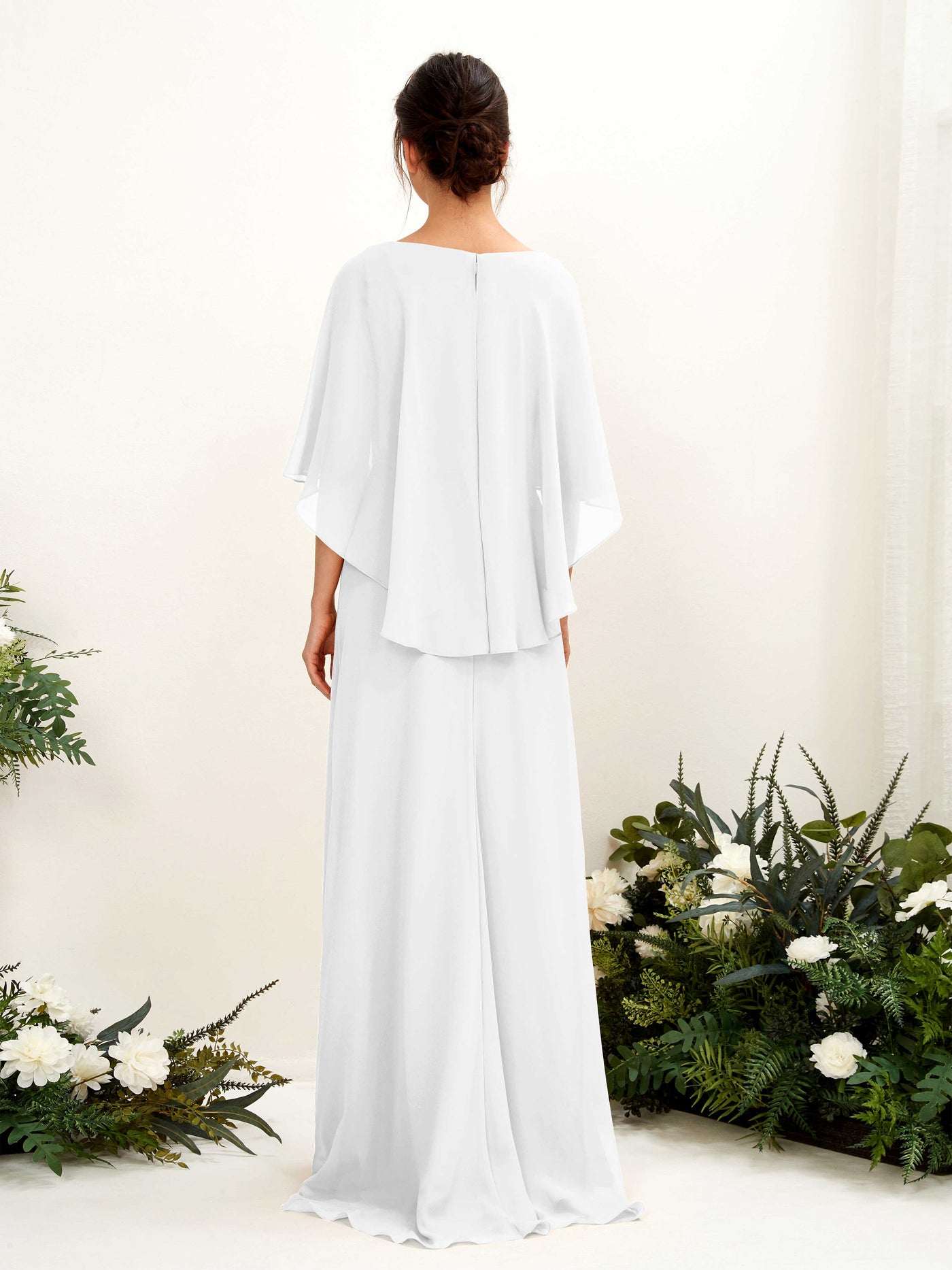 A-line Bateau Sleeveless Chiffon Bridesmaid Dress - White (81222042)#color_white