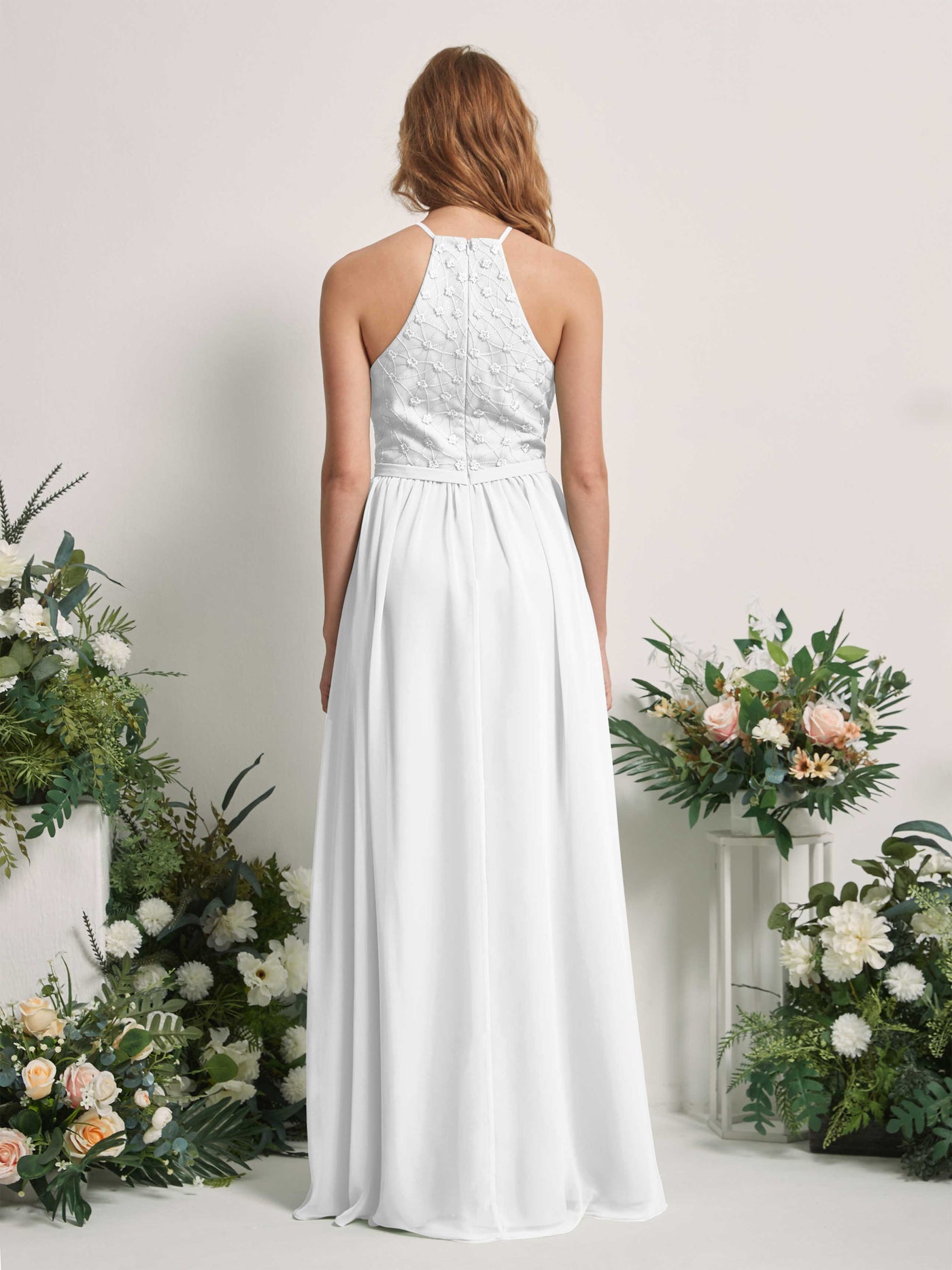 White Bridesmaid Dresses A-line Halter Sleeveless Chiffon Dresses (83220842)#color_white