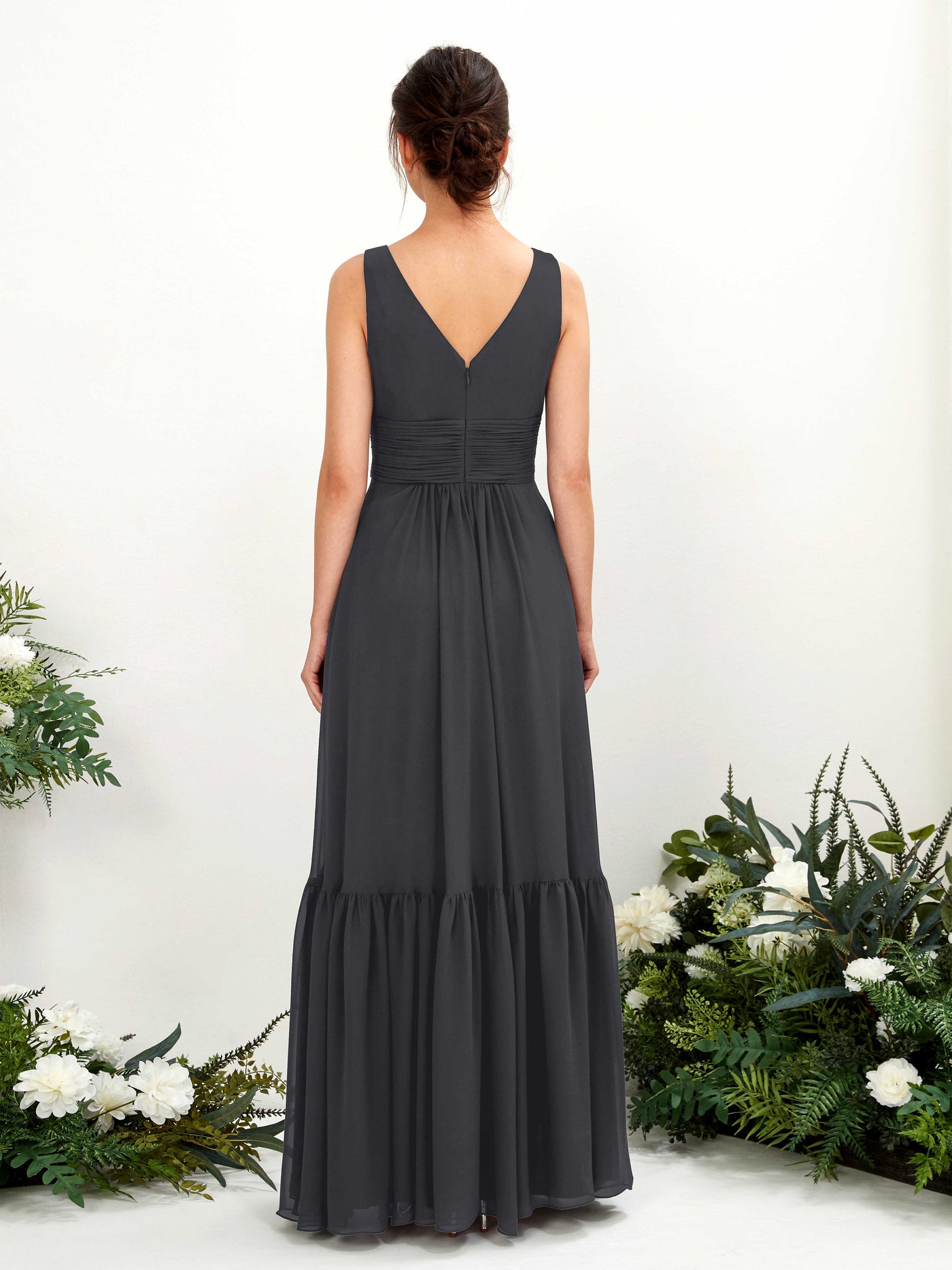 A-line Maternity Straps Sleeveless Chiffon Bridesmaid Dress - Pewter (80223738)#color_pewter