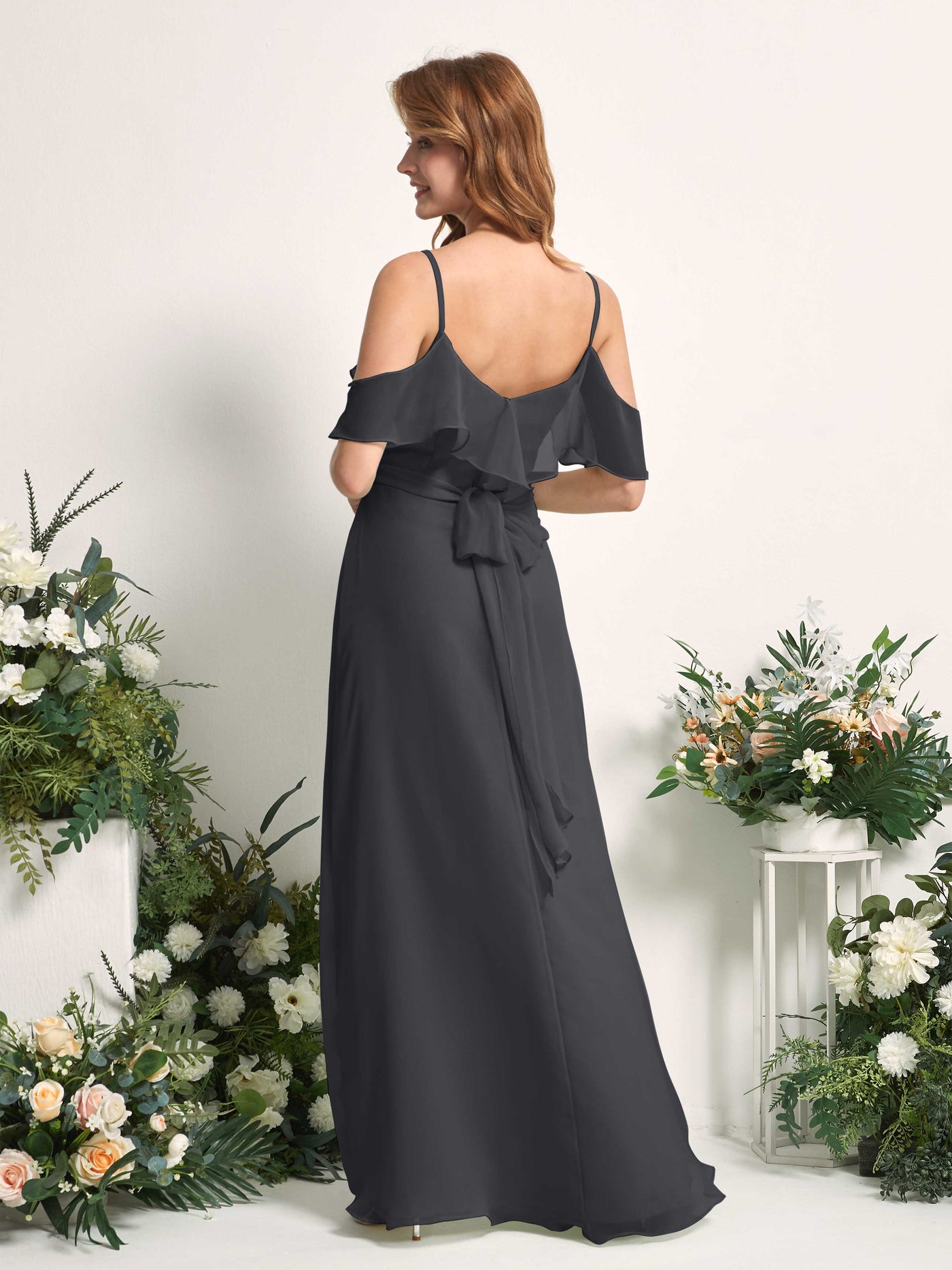 Carlyna Yvette A-Line Pewter Bridesmaid Dress Maxi Sleeveless V-Neck Dress #color_pewter