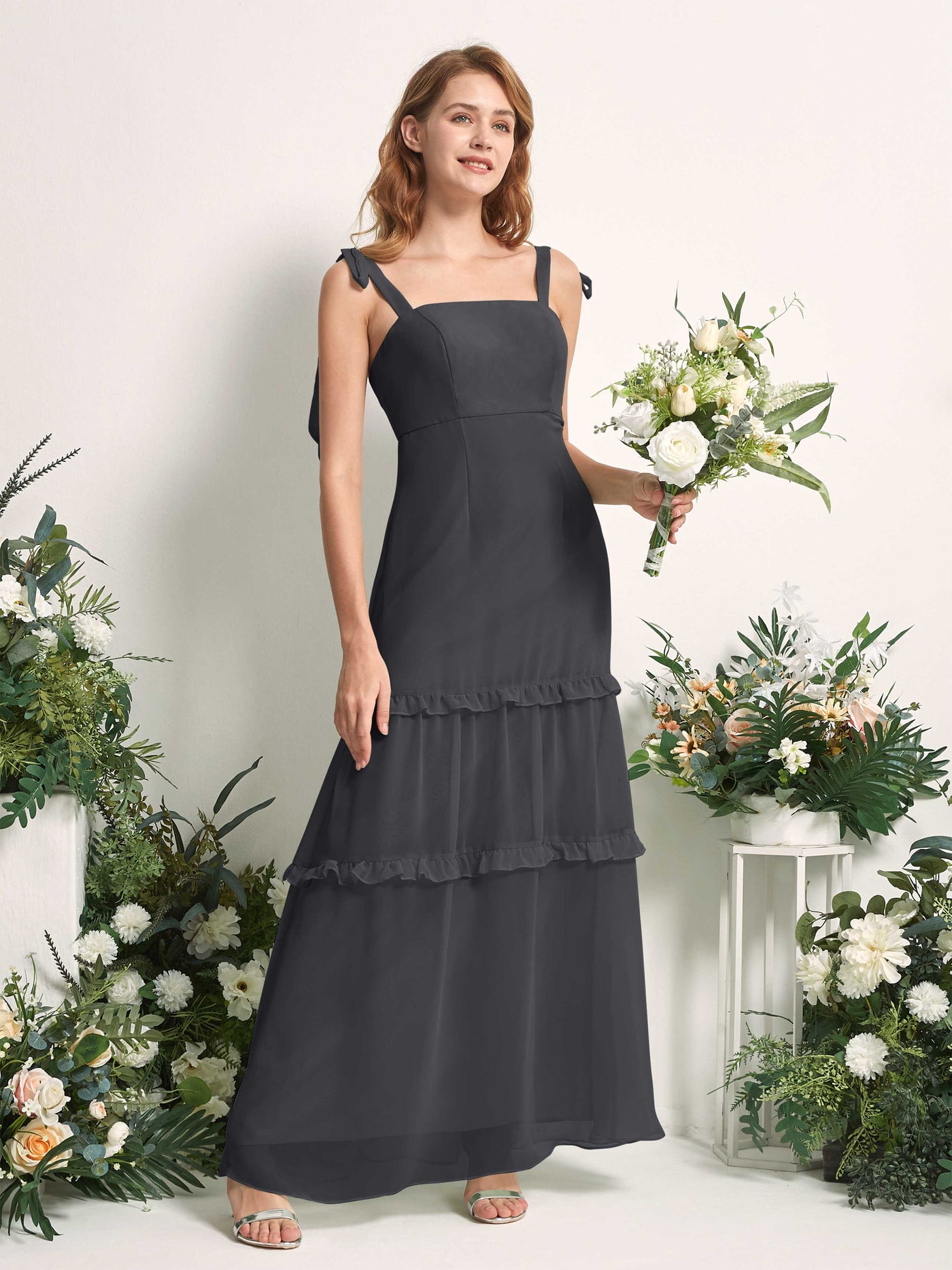 Carlyna Kaiya A-Line Pewter Bridesmaid Dress Maxi Sleeveless Straight Dress #color_pewter