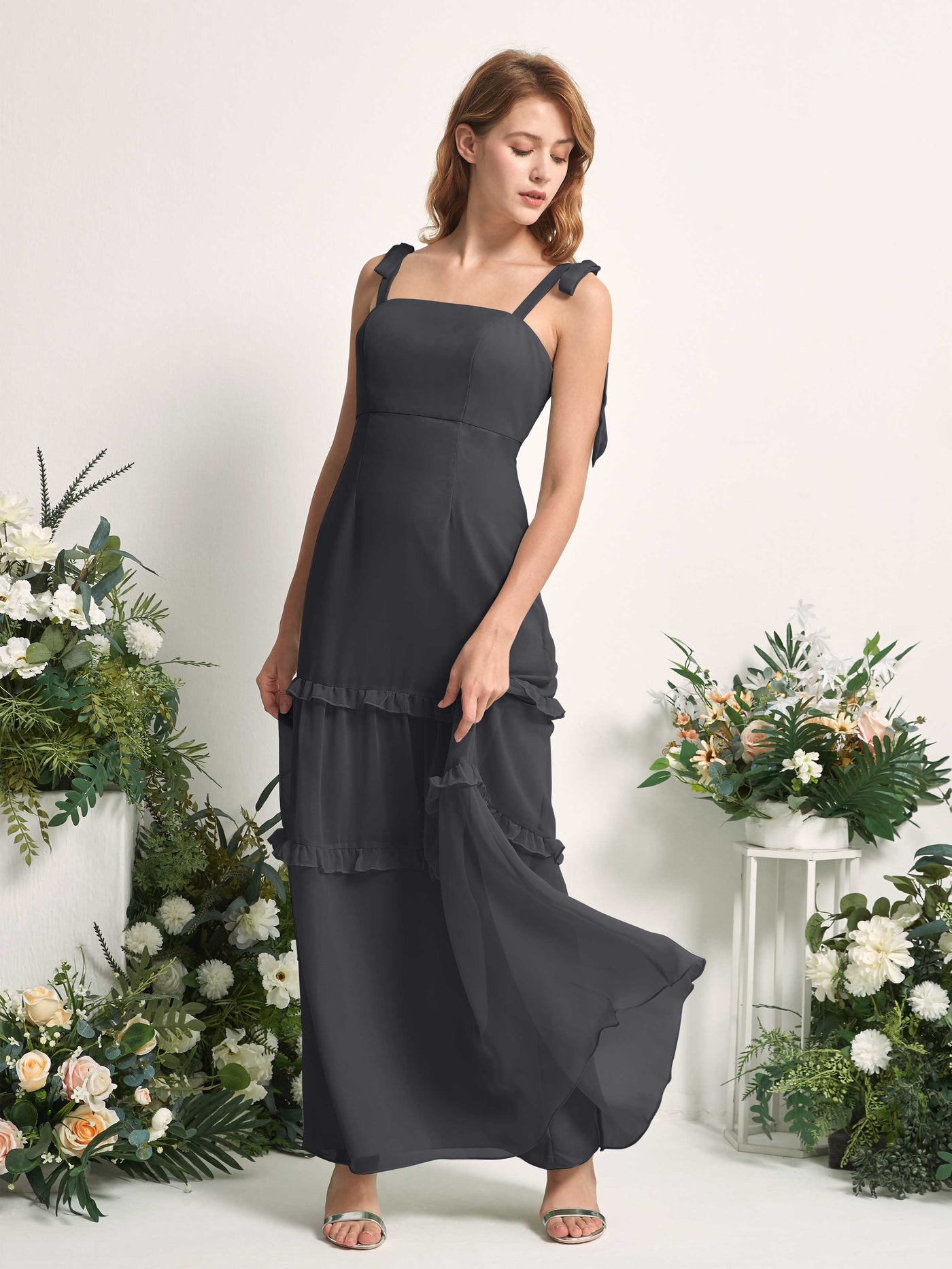 Carlyna Kaiya A-Line Pewter Bridesmaid Dress Maxi Sleeveless Straight Dress #color_pewter